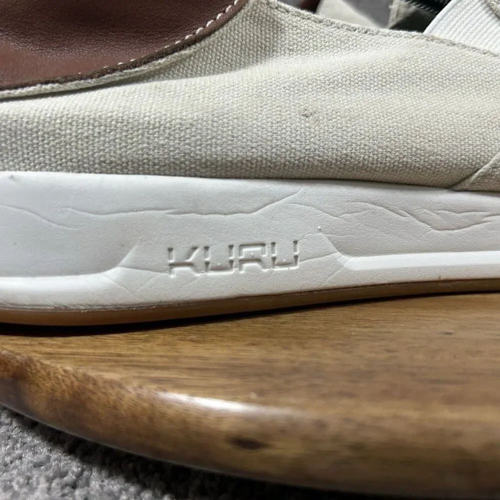 Kuru Pace Mens Sz 13 Dark Ash Canvas Leather Casual Deck Loafer Boat Shoes Used